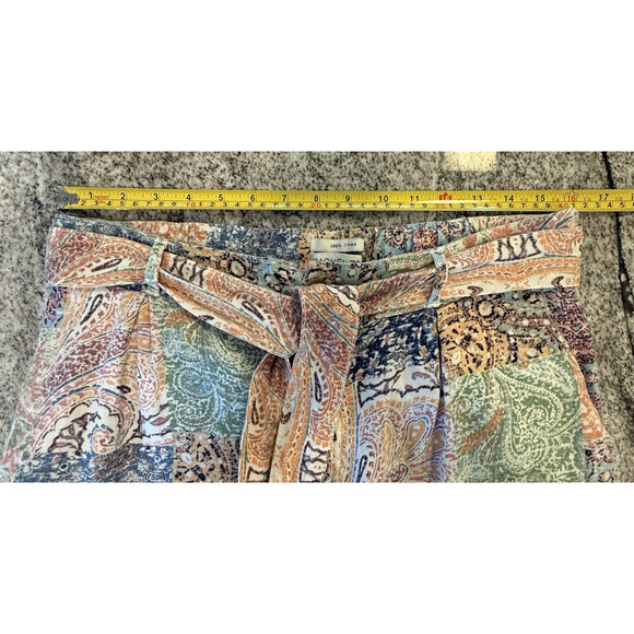 Rachel Zoe Womens Linen Resort Patchwork Wide Leg Pants Size L Prep Beach Paisle - Picture 12 of 13